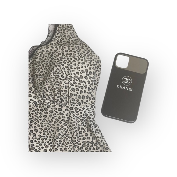 new Papillon Blanc 🝮 Bustier Halter Top 🝮 Eyelash Lace Trim 🝮 Leopard 🝮 L - Picture 7 of 16